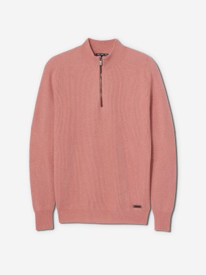 Sun Day Red 3D Knit Cashmere Quarter Zip Rosa | 348069-MJK