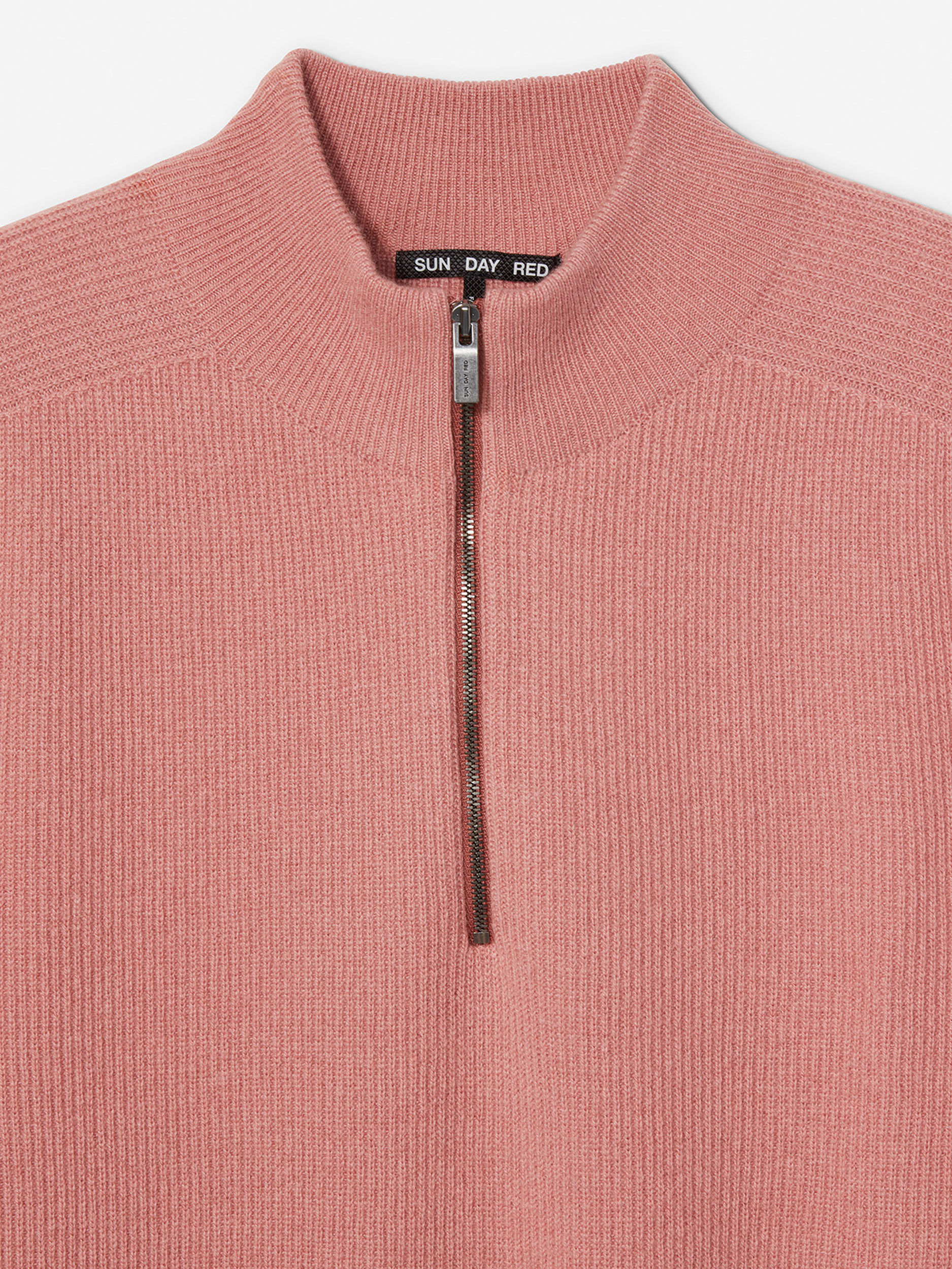 Sun Day Red 3D Knit Cashmere Quarter Zip Rosa | 348069-MJK