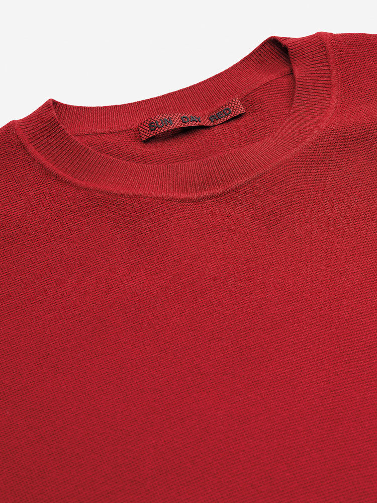 Sun Day Red 3D Knit Lightweight Crew Rød | 632091-IKJ