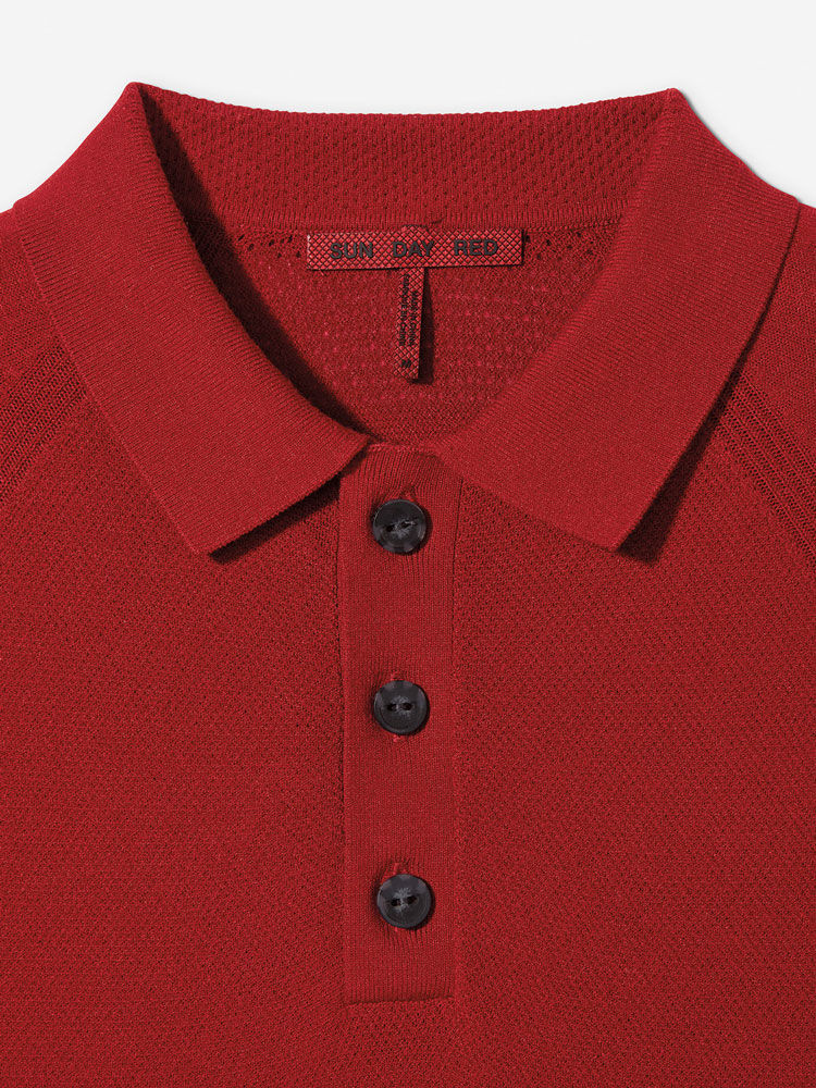 Sun Day Red 3D Knit Polo Rød | 680129-AUO