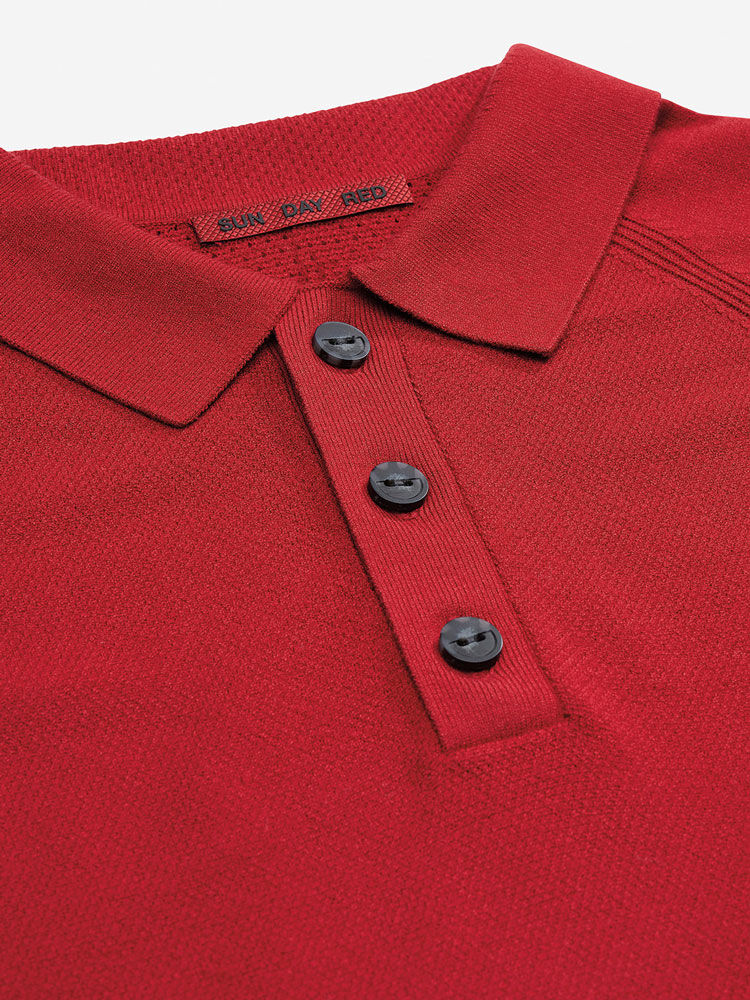 Sun Day Red 3D Knit Polo Rød | 680129-AUO