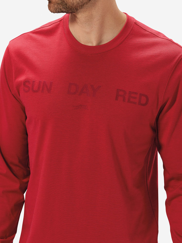 Sun Day Red Long Sleeve Dark Nebula T-Shirt Rød | 520416-RPZ