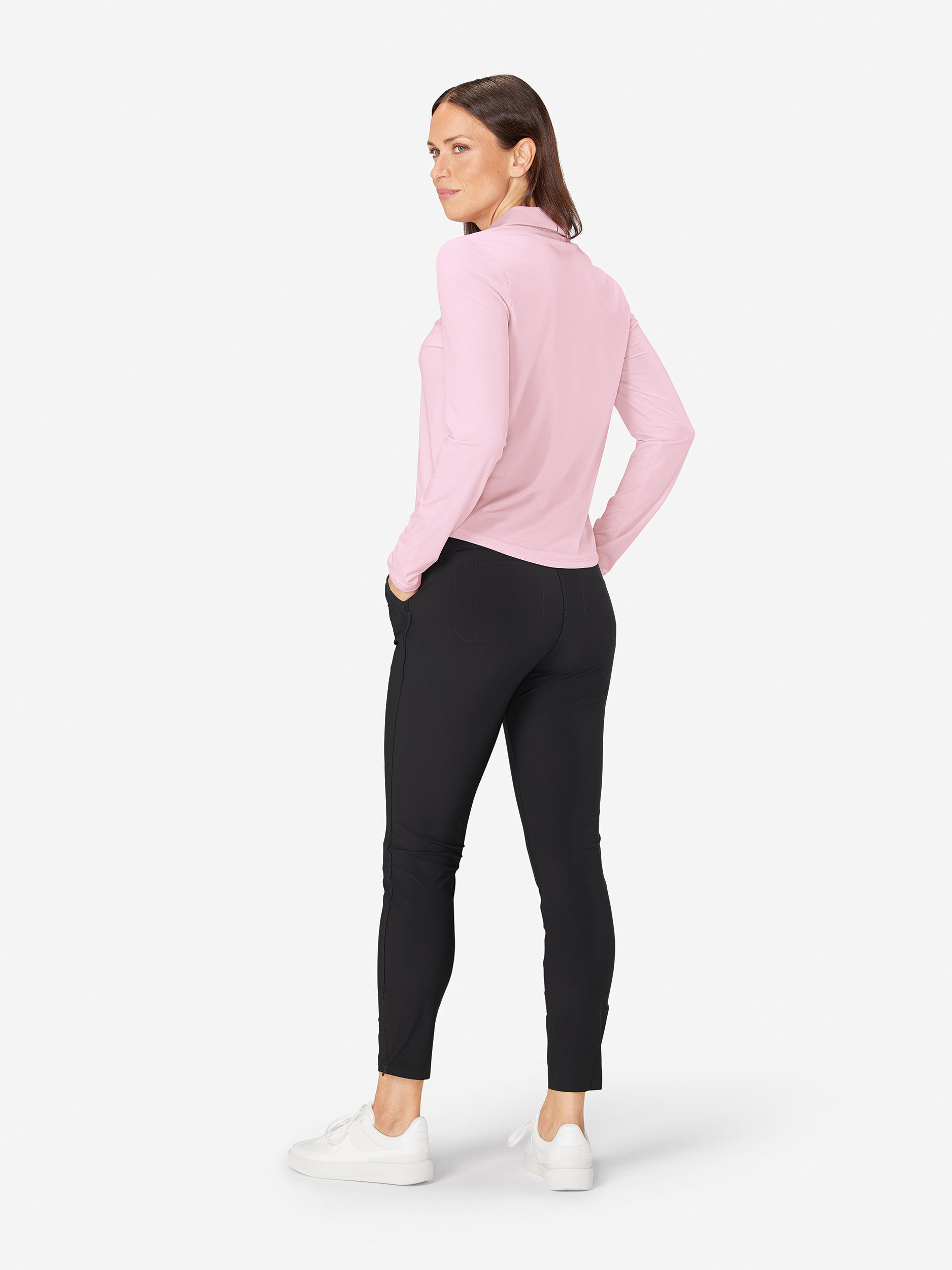 Sun Day Red Long Sleeve Performance Victoria Polo Rosa | 597280-MON